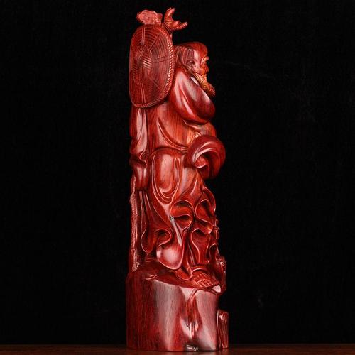 印度小葉紫檀達(dá)摩戲獅人物雕刻藝術(shù)品臻品收藏品